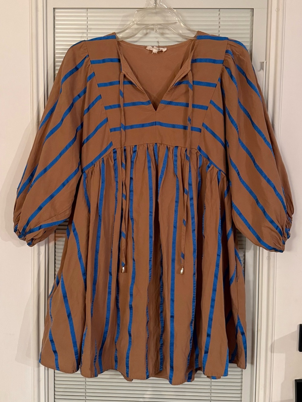 entro Mocha Brown Striped Babydoll Dress Size Small
